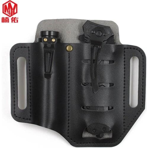 1PC Folding Knife Tactical Pen Flashlight Universal Belt PU LeatherOutdoor EDC Tool Storage Cover Case Storage Cover