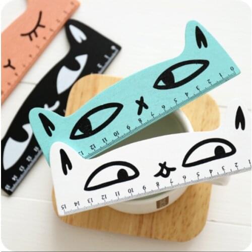 15cm Fresh Candy Color Cute Cat Wooden Ruler Measuring Straight Ruler Tool Promotional Gift Stationery