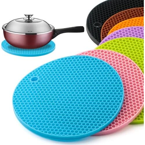 2pcs Multifunctional Round Heat Resistant Silicone Mat Cup Coasters Non-slip Pot Holder Table Placemat Kitchen Tools Accessories