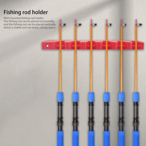 2Pcs Wall-Mounted Fishing Rod Holders, 6-hole Rod Rubber Fishing Rod Display Bracket With 6 Mounting Screws