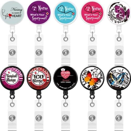 3PCS ICU Nurse Retractable ID Badge Reel Metal Clip