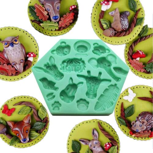 3D Forest Elephant Giraffe Animal Mould Silicone Mold Cake Decorating Fondant Molds Woodland Cake Decorative Mold Tools Dropship