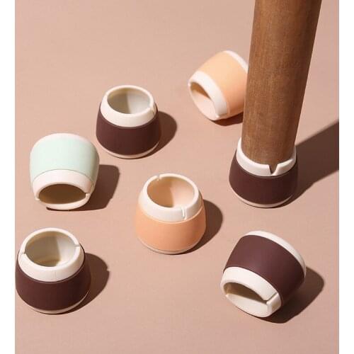 4PCS/SET Silicone Non-slip Table Chair Leg Caps Square/Round Shape Furniture Floor Feet Cover Protector Pads