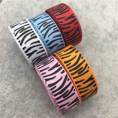 5Yards 3/4" (20mm) Printing Zebra Grosgrain Ribbon Hair Bow Wedding Christmas Decoration Polyester Ribbon DIY Sewing