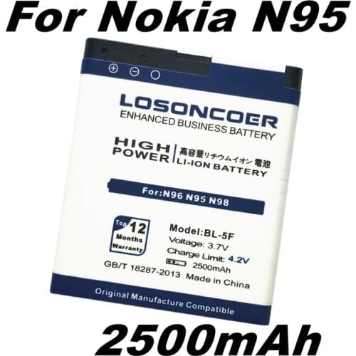 LOSONCOER 2500mAh BL-5F Battery For Nokia 6210S N98 6210 6290 N95 E65 N93i N96 6710N Battery+ Tracking Number