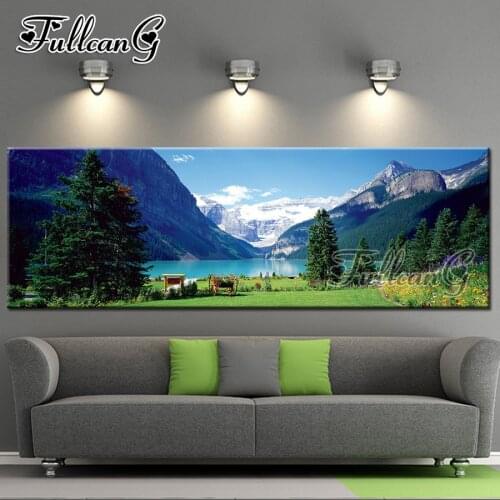 FULLCANG full square/round drill diy diamond painting snow mountain scenic lake large 5d embroidery mosaic cross stitch FC424