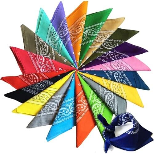 Fashion Hip Hop 100% Cotton Bandana Square Scarf 55cm*55cm Black Red Paisley Headband Printed For Outdoor Hiking Camping Running