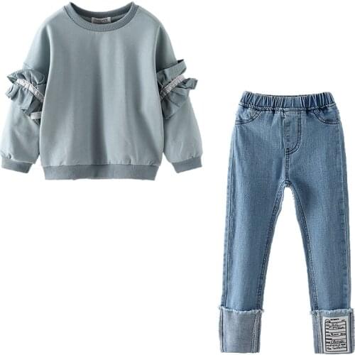 Bear Leader Teen Girls Clothes 2021 Childrens Clothing Suits Top and Demin Pants Teenager Clothing Sets Kids Clothes For 4-13y