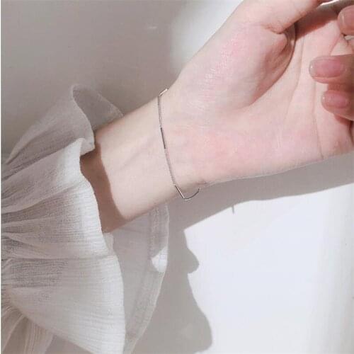 Pure Silver 925 Bracelets Girl Party Accessories Female Trendy Chain Stick Bracelet Women Jewelry Charm Hand Bijou