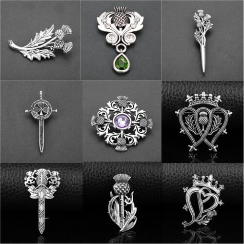 Hot Celts Knot Brooches Viking Norse Jewelry Collar Badge Pins Outlander Scottish Thistle Brooch Pin For Men Women