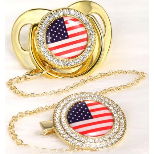 Baby Pacifier National flag Newborn Dummy Soother Toddler Infant Silicone Pacifiers Bling Nipple Baby Gift chupetes de lujo
