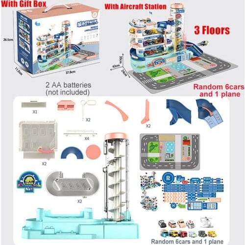 Kids 3 Floor City Car Park Garage Toy Race Car Ramp Track for Children