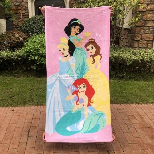 Disney Princess Jasmine and Cinderella Beach Towel Bath Towel Cotton Swimming Towel 70x140cm for kids girls boys Luxury gift