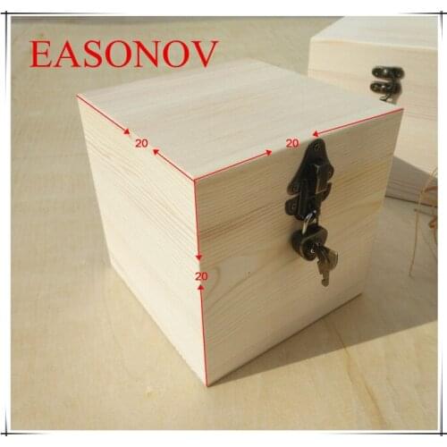 EASONOV With lock Flip pine wood box rescue kit craft jewelry natural wood storage box makeup organizer box