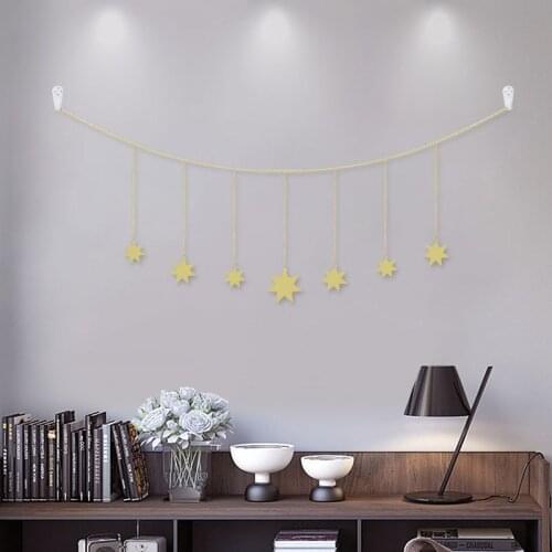 Diy Background wall metal chain hanging star moon bedroom decoration