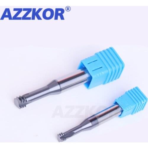 Thread Milling Cutter Cnc Machining Center Deep Hole Three Teeth Hard Alloy AZZKOR Tungsten Steel Thread Endmill HRC60 For Metal
