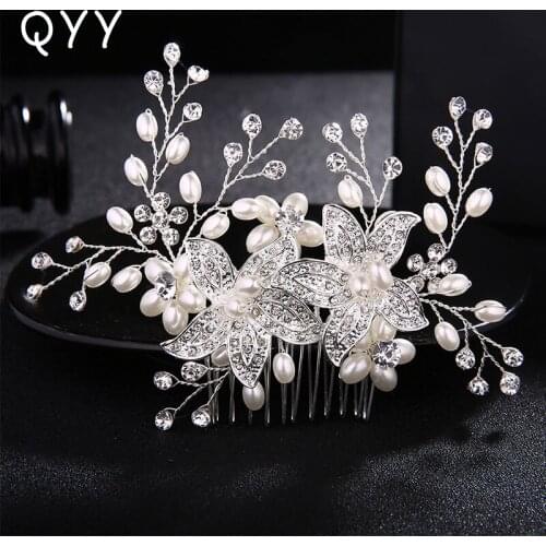 QYY 2018 Fashion Flower Crystal Hair Combs Clips Wedding Hair Accessories Bridal Head Jewelry Hair Ornaments for Women