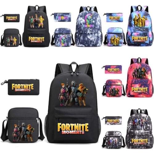 FORTNITE 3Pcs/Set Women Men Backpack Canvas 3D Pattern School Bag For Girl Boys Patchwork Backpack Female Shoulder Bag