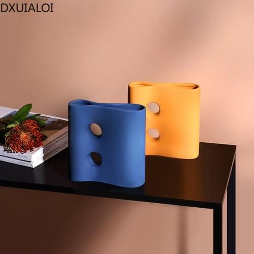 DXUIALOI Modern simplicity creative colorful glaze vase ceramic crafts home living room porch flower arrangement vase decoration