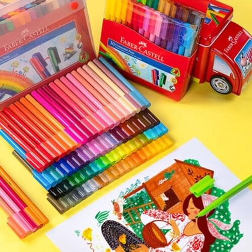 Faber Castell Spelling Block Watercolor Pen Soft Brush 30/60/80 Colors Kids Watercolor Brush Graffiti Drawing Puzzle Stationery