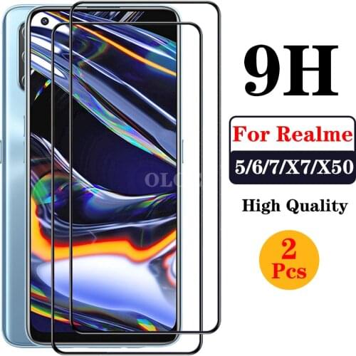 2Pcs 9H Tempered Protective Glas Case Safety Accessories on for Realme X50 X7 7 6 5 Pro X 50pro x7pro 6i 7i 6s realme7 6pro film