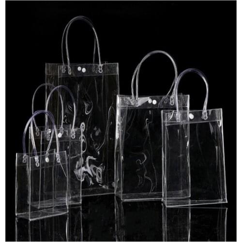 Fashion PVC Women Clear snap button Bag plastic Transparent Tote Luxury Design Cosmetic Shoulder Hangbags Storage Bags for Work