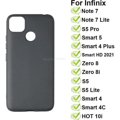 Soft Black TPU Case For Infinix Hot 10 9 Play Note 7 Lite Zero 8i S5 Lite S5 Pro Smart5 4 C Plus HD Etui on Hot 10i Back Cover