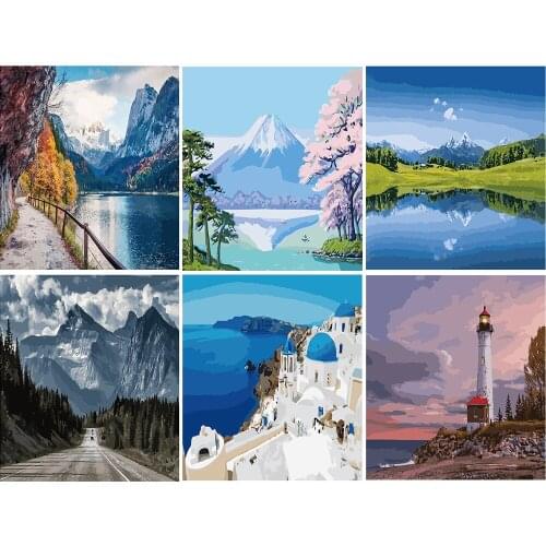Frame Picture Of Scenery DIY Painting By Numbers Handpainted Oil Painting Home Wall Decor Artwork Wall Arts