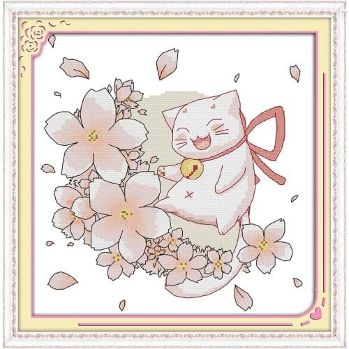 Blessing cat cross stitch kit 18ct 14ct 11ct count printed canvas stitching embroidery DIY handmade needlework
