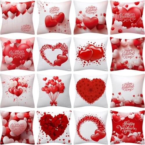 2021 New Pink Red Lover Pillowcase Love Heart Balloon Cushion Cover Modern Nordic Simple White Sofa Bed Throw Pillows Decor Home