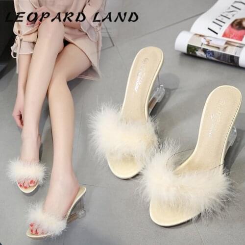 LEOPARD LAND 2021 New High Heeled Shoes Female Summer Women Sexy Crystal Sandals Slippers Elegant Sexy Sandals LFD