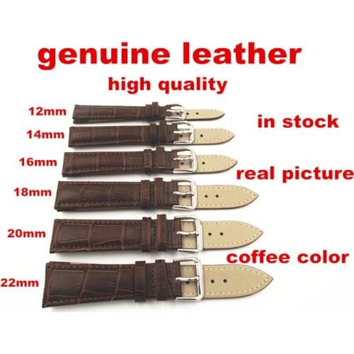 Wholesale 30PCS/lots High quality 12MM,14MM,16MM,18MM,20MM,22MM genuine cow leather Watch band watch strap