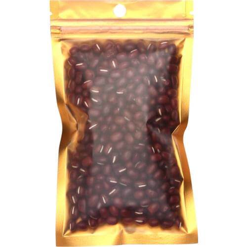 9*16cm,100pcs X inner golden mylar ziplock bag-front matte clear plastic pouches zipper resealable, aluminum foil rice/salt sack