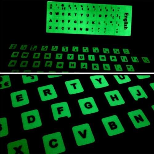 Russian/English/Italian/German/Spanish Luminous Keyboard Stickers Waterproof Protective Film Layout Letters Alphabet with Button