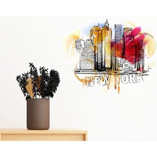 New York City America The United States Hand Drawing Removable Wall Sticker Art Decals Mural DIY Wallpaper for Room Decal