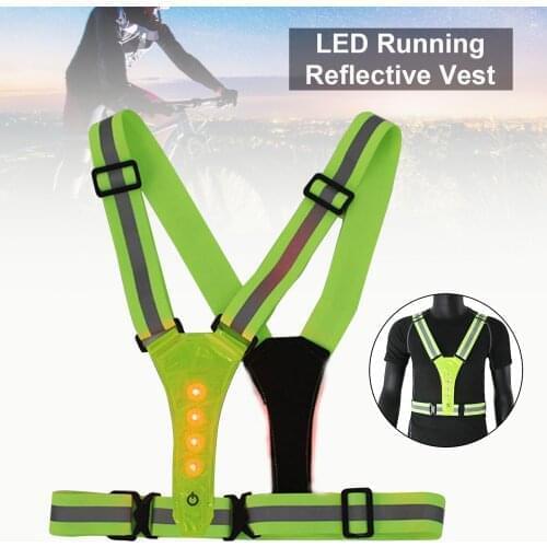 Super Bright LED Reflective Vest Visible Adjustable LED Safety Vest For Running