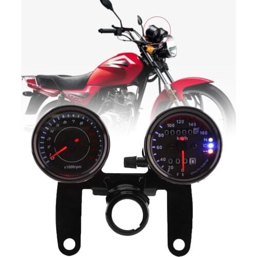 12V Motorcycle ATV Scooter 13000 RPM Tachometer Km/h Speedometer Dual Display Odometer Gauge