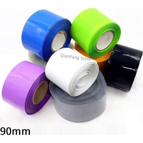 PVC Heat Shrink Tube 90mm Width Blue Multicolor Shrinkable Cable Sleeve Sheath Pack Cover for 18650 Lithium Battery Film Wrap