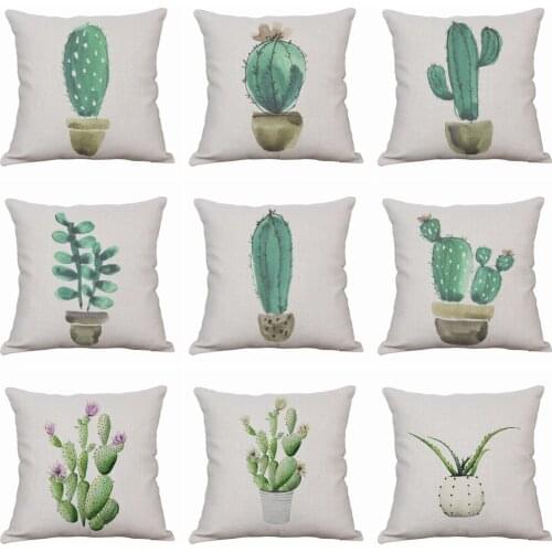 Tropical Cactus Pillow Case Throw Pillowcase Cotton Linen Printed Pillow Covers For Office Home Textile