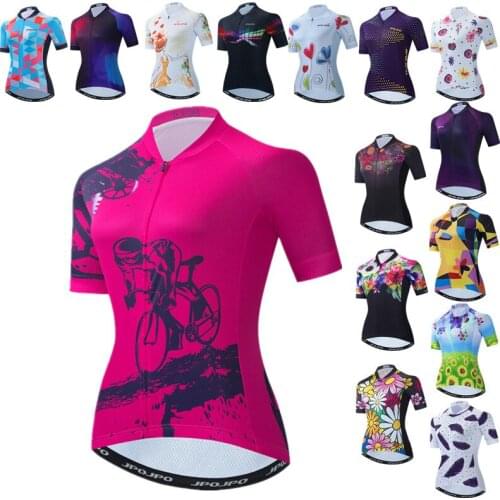 Womens Cycling Jersey Pink mtb Bike Jersey Breathable Bicycle Shirt Anti-UV Cycle Wear Road Cycling Clothing Maillot