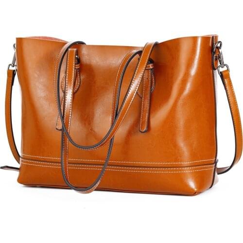 Women Shoulder Bags Large Capacity Casual Totes Vintage Cowhide Shopper Bag High Quality Luxury Designer Female Leather Handbags