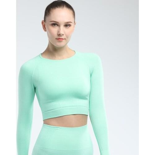 Womens Gym Suit Ropa Deportiva Mujer Fitness Gym Clothing Yoga Bra Crop Top Long Sleeve Yoga Suit Fitness Ropa Deportiva Mujer