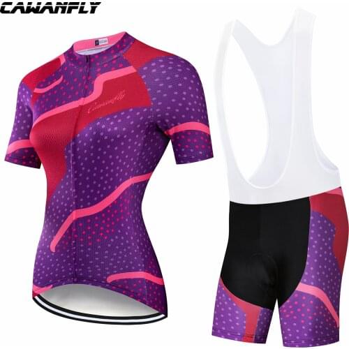 100% Polyester Woman Cycling Jersey Set Maillot Ropa Ciclismo Mountain Bike Clothing Racing Bicycle Clothes Uniforms CAWANFLY