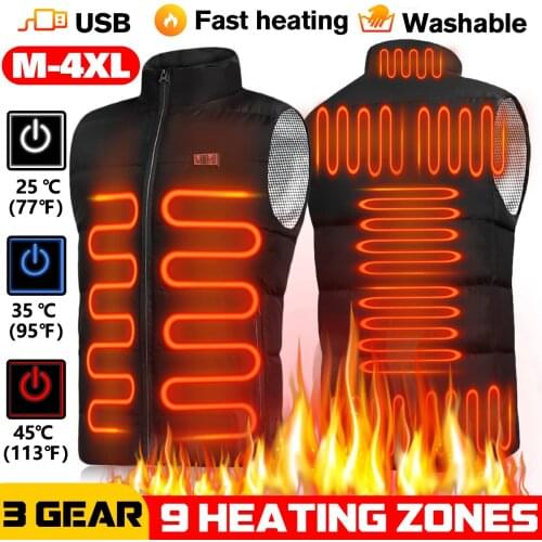 9Heated Zones Electric Heated Vest Jackets Men Women Sportswear Heated Coat Graphene Heat Coat USB Heating Jacket For Camping