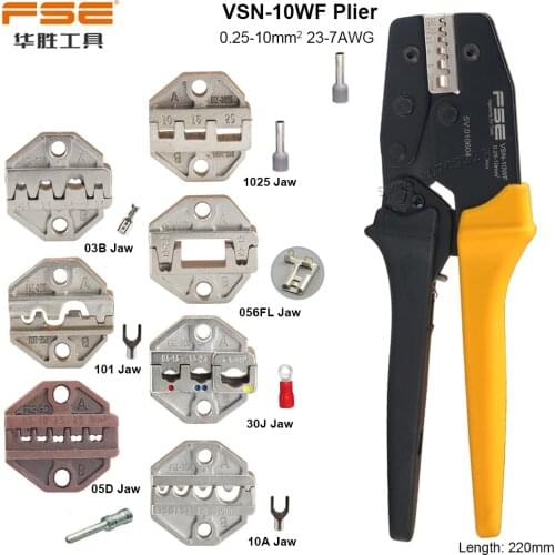 0.25-10mm2 Crimping Pliers Tubular Terminals 23-7AWG Tube Ferrules Cable Wire Crimp Kit Replaceable Jaws Dies Multi Tools Kits