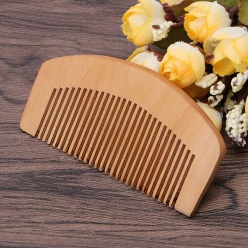 1 Pcs Protable Hair Comb Peach Wood Comb Fine Tooth Head Massage Hair Care Beard Mustache Anti-static