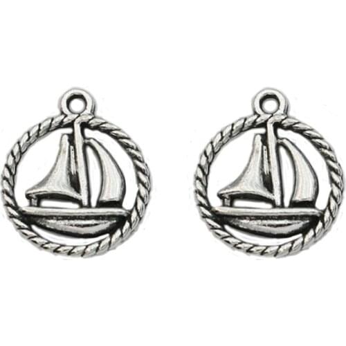 10pcs Tibetan Silver Plated Boats Charms Pendants Handmade Jewelry DIY Jewelry Making Craft 15mm