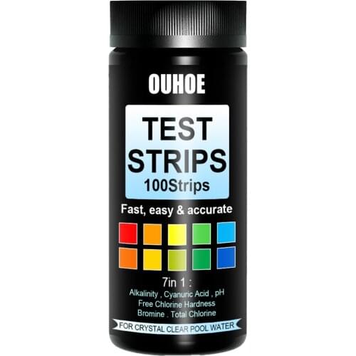 100 Pieces Of 7 In One Test Strips For Swimming Pools And Spas Hot Tub Test Strips For Testing Chlorine Chemicals Etc