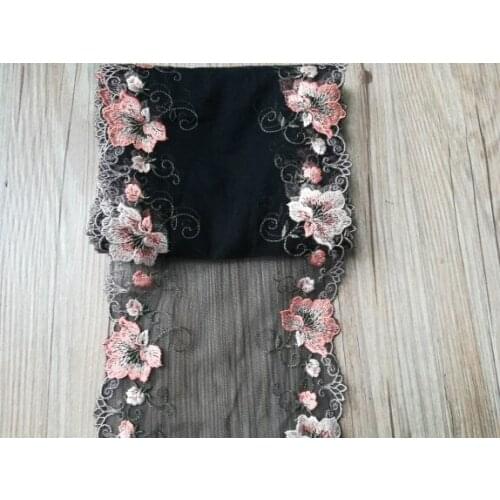 2 Yards 22cm Width African Green Lace Fabric Embroidered Lace Voile Guipure Tulle Mesh Embroidery Lace Trim