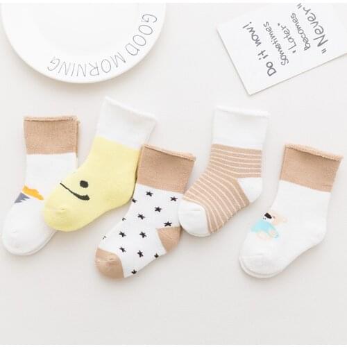 5Pairs/lot Infant Baby Socks Autumn Baby Socks for Girls Cotton Newborn Cartoon Boy Toddler Socks Baby Clothes Accessories
